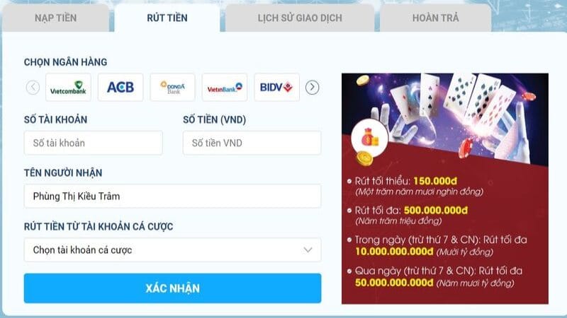 Nhà cái quy định rõ ràng về số tiền rút nạp Nhà cái quy định rõ ràng về số tiền rút nạp