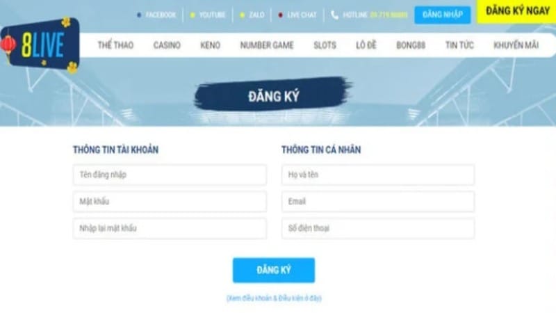 Hướng dẫn đăng ký tài khoản để chơi lô đề tại 8Live